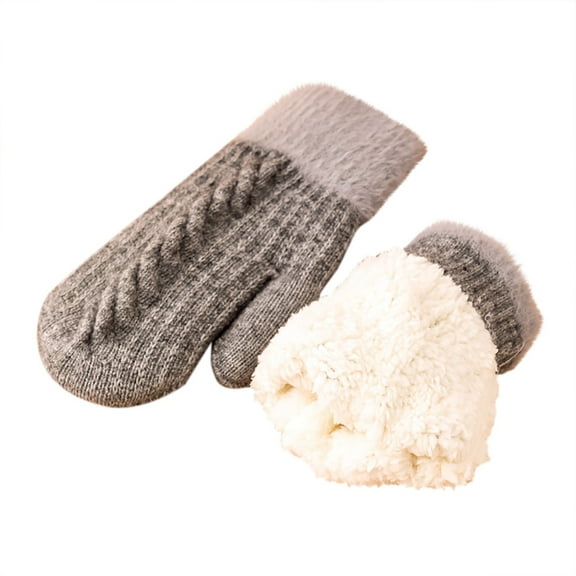 Alkepwun Women's Winter Gloves Warm Lining Elastic Cuff - Knit Stretchy Cold Weather Warm Knit Thick Gloves Mittens