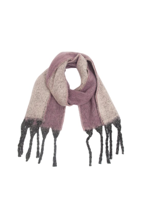 Women's Winter Thick Collar Scarf Coarse Tassels Fringe Gradually Changing Color Scarf with Looped Yarn