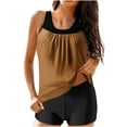 thumbnail image 1 of Alkepwun Womens Bathing Suits Tankinis Two Piece Bathing Suit Modest Mesh Flowy Swim Top with Tummy Control Stretch Boy Shorts, 1 of 5