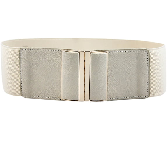 Alkepwun Womens Belts Solid Color Metal Buckle Wide High-Stretch Lined Shaping Tummy Control Waist Belt Patchwork Leather Square Buckle Dresses Formal Waist Trainer