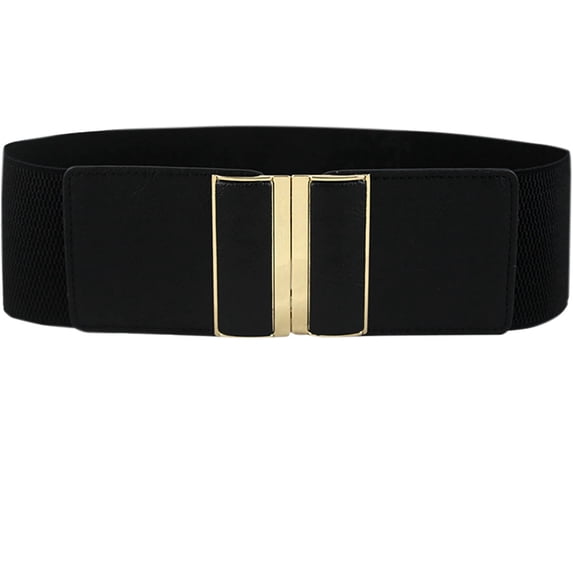 Alkepwun Womens Belts Solid Color Metal Buckle Wide High-Stretch Lined Shaping Tummy Control Waist Belt Patchwork Leather Square Buckle Dresses Formal Waist Trainer