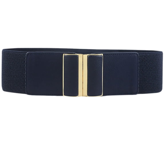 Alkepwun Womens Belts Solid Color Metal Buckle Wide High-Stretch Lined Shaping Tummy Control Waist Belt Patchwork Leather Square Buckle Dresses Formal Waist Trainer