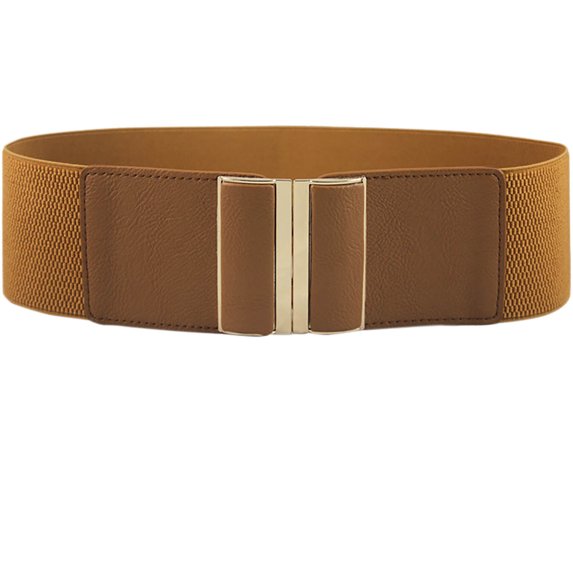 Alkepwun Womens Belts Solid Color Metal Buckle Wide High-Stretch Lined Shaping Tummy Control Waist Belt Patchwork Leather Square Buckle Dresses Formal Waist Trainer