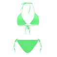 thumbnail image 1 of Alkepwun Womens Bikini Swimsuits Sexy Comfort Breathable Dry Fit 2 Piece Swimsuit String Halter Adjustable Bathing Top and Tie Side Bottom, 1 of 6