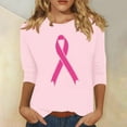 thumbnail image 1 of Alkepwun Womens Breast Cancer Awareness T Shirts Breast Cancer Support Squad Shirt 3/4 Sleeve Tops Pink Ribbon Graphic Tees, 1 of 4