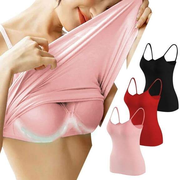 Alkepwun Womens Cotton Camisole with Shelf Bra Spaghetti Strap Tank Tops Soft Modal Underwear Adjustable Undershirt 3 Pack