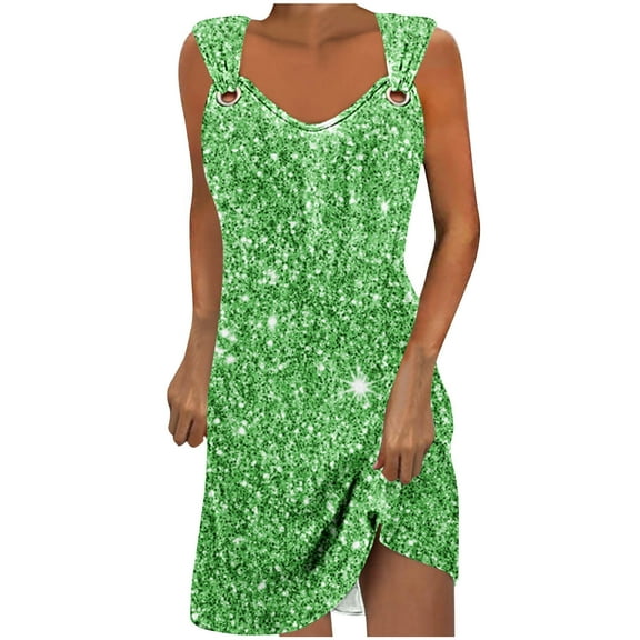 Alkepwun Womens Fall Dresses Shimmering Print Temperament Suspender Dress Round Neck Casual Cozy Dress