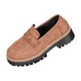thumbnail image 1 of Alkepwun Womens Fall Shoes Casual Vintage Suede Round-Toe Chunky Heel Thick Sole Loafers Simple Comfortable Slip-Ons with Slip-Resistant Lug-Sole Soles Business Oxford for Work, 1 of 9