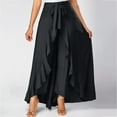 thumbnail image 1 of Alkepwun Womens Flowy Skirt Pants Tie Knot Waist Irregular Ruffle Palazzo Pants Flare Loose Pants Skirt Wide Leg Trousers, 1 of 5