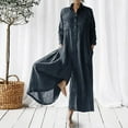 thumbnail image 1 of Alkepwun Womens Linen Button Down Long Sleeve Wide Leg Jumpsuit Beach Palazzo Pants One Piece Jumpsuit Plus Size on Clearance, 1 of 6