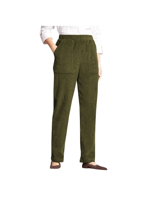 Womens Pants Solid Color Minimalist Pocket Corduroy High Waisted Harem Daks Soft Comfortable Warm Loose Fit Casual Trousers Elastic Waistband Court Style Outings Home Office Outfits