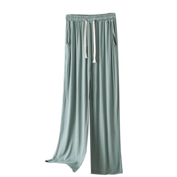 Alkepwun Womens Pants Wide Leg High Waisted Adjustable Drawstring Casual Lightweight Trousers with Pockets