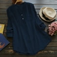 thumbnail image 1 of Alkepwun Womens Plus Size Cotton Linen Shirts Long Sleeve Gauze Shirt Button V Neck Blouse Casual Work Lounge Tunic Tops with Chest Pocket, 1 of 5