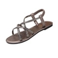 thumbnail image 1 of Alkepwun Womens Sandals Comfortable Rhinestone Cross Strap Open Toe Flat Beach Sandals Summer Elastic Ankle Strap Soft Bottom Lightweight Non Slip Outdoor Walking Shoes, 1 of 9