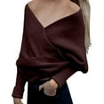 thumbnail image 1 of Alkepwun Womens Shawls and Wraps Dressy Casual Solid Color Asymmetric Cross Over Pullover Sweater Tippet Temperament Warm Knitted Cappa Long Sleeve V Neck Lightweight Cape Party Dinner Outfit, 1 of 5