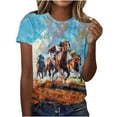 thumbnail image 1 of Alkepwun Womens Short Sleeve Tops Horse Casual Printed Round Neck Pullover T-Shirt Loose Lightweight Breathable Versatile Basic Tee for Equestrian Theme, 1 of 4
