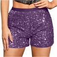 thumbnail image 1 of Alkepwun Womens Shorts Elastic High Waist Solid Sequins Cocktail Hot Bottom Skin Friendly Soft Comfortable Mini Short for New Year Disco Party Club, 1 of 9