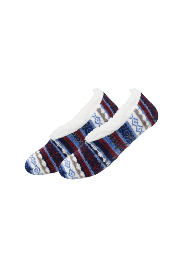 Womens Socks Fair Isle Jacquard Knit Anti Slip Fleece Lined Floor Socks Soft Comfortable Breathable Thick Warm Short Slipper Sock Winter Christmas Boots Sock