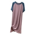 thumbnail image 1 of Alkepwun Womens Summer Long Nightgown Baseball Sleeve Nightshirt Comfy T-Shirt House Dress Casual Pajamas Soft Sleepwear, 1 of 5