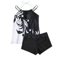 thumbnail image 1 of Alkepwun Womens Swim Tops Flowing Tankini Two-Piece Swimsuit Set Printed Adjustable Halter Modest Top Stretch Tummy Control Boyshort Swim Trunks, 1 of 4