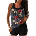 thumbnail image 1 of Alkepwun Womens Swimsuits Tankini Two Piece Plus Size Modest Bathing Suit Mesh Flowy Full Coverage Tummy Control Swim Top with Stretch Boy Shorts, 1 of 6