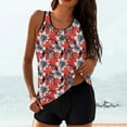 thumbnail image 1 of Alkepwun Womens Tankini Bathing Suits Tummy Control Two Piece Swimsuits Blouson Floral Print Swim Tank Top with Boy Shorts, 1 of 5