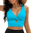 thumbnail image 1 of Alkepwun Womens V Neck Bikini Top Twist Ruched Cut Out Swimsuit Top Wireless Cropped Tank Top Swimwear Padded Bathing Suit Top Swim Top Only, 1 of 6