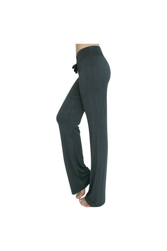 Womens Wide Leg Yoga Pants Drawstring High Waist Lounge Pants Comfy Palazzo Trousers Loose Fit Dance Workout Pants with Pockets