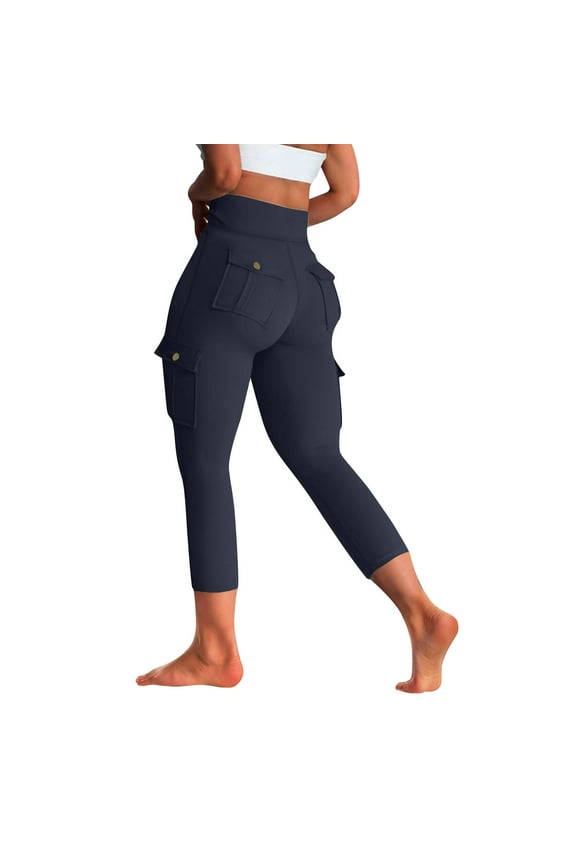 Womens Workout Cargo Leggings with 4 Pockets Scrunch Butt Lifting Leggings High Waist Tummy Control Lounge Gym Yoga Pants Cropped Leggings