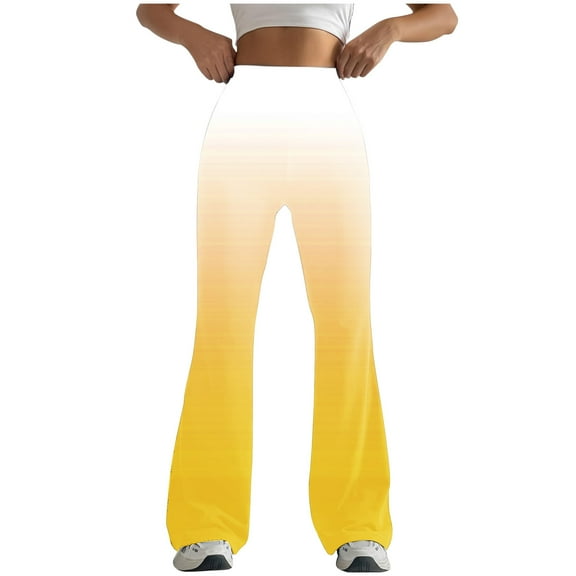 Alkepwun Yoga Pants Flare Women's Fade Color Fitting High Waisted Retro Flared Shaping Pants Soft Comfortable Breathable Sweatpant