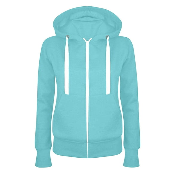 Alkepwun Zip Up Hoodie Women Lightweight Zipper Hooded Sweatshirts Drawstring Long Sleeve Fleece Jacket with Pockets