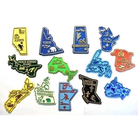 All 13 Canadian Map Outline Magnets Complete Set