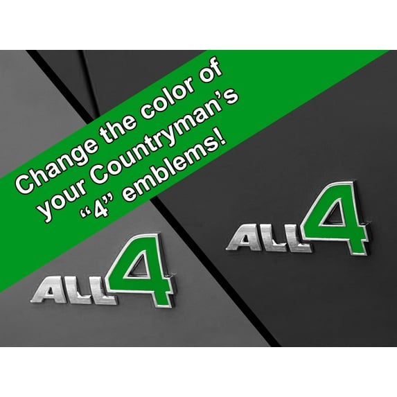 All 4 Emblem Vinyl Decal Inserts for MINI Cooper Countryman, Paceman, and Clubman - Choose Color - [YELLOW GREEN]