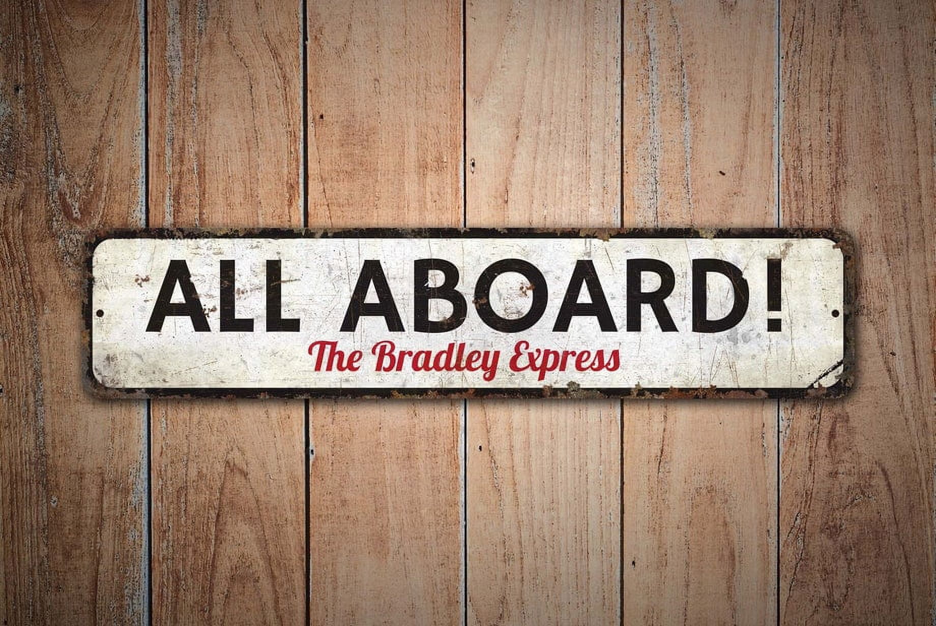 Personalized "All Aboard The Express Train" Boys Bedroom Door Sign - Wood Plaque Wall Decor