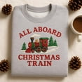 thumbnail image 1 of All Aboard Christmas Train embroidered Sweatshirt, Holiday Steam Engine Hoodie, Winter Xmas Crewneck, Train Lover Gift, 1 of 4