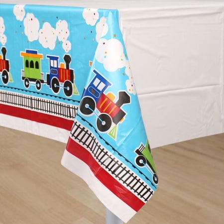 All Aboard Train 54" x 102" Plastic Tablecloth