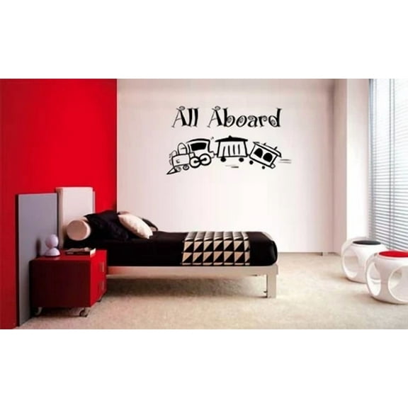 All Aboard Train Vinyl Wall Decal Quote Lettering Decal Home Decor Train Decal