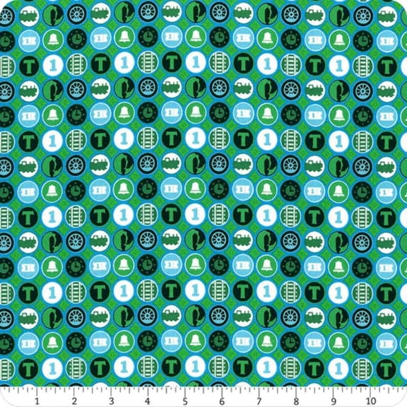 All Aboard With Thomas  Friends Friends Green Cotton Fabric