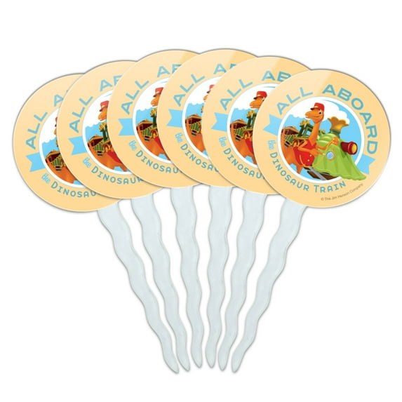 All Aboard the Dinosaur Train Cupcake Picks Toppers Decoration Set of 6