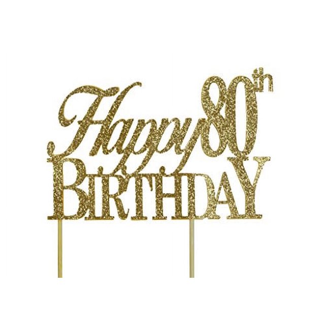 All About Details Gold .. Happy80ThBirthday Cake Topper