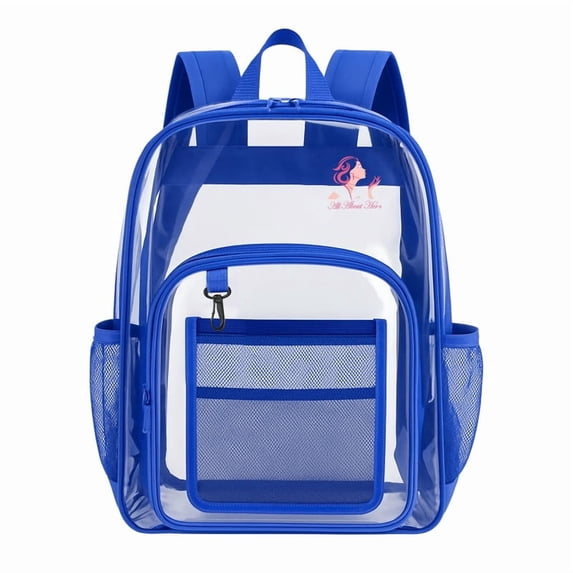 All About Her® Clear Backpack - See-Through PVC Bookbags Stadium Approved Waterproof Backpack