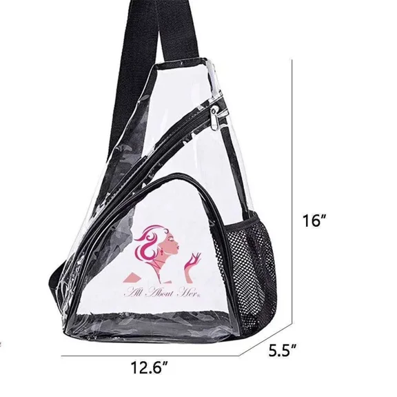 All About Her® Clear PVC Sling Bag - Shoulder Crossbody Backpack