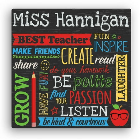 All About Teacher 12" x 12" or 16" x 16" Personalized Canvas