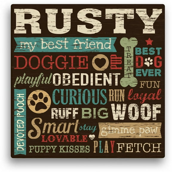 All About The Dog 12" x 12" or 16" x 16" Personalized Pet Canvas