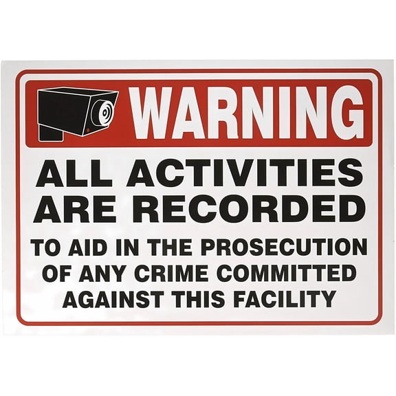 All Activities Recorded Crime Prosecution Sign - 12×8 Inches, Vintage Metal Warning Decor, Home Farm Bar Coffee Shop Club Wall Decor