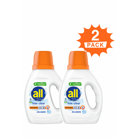 All Advanced OXI Liquid Laundry Detergent (Pack 2) - 40 Loads, 60floz