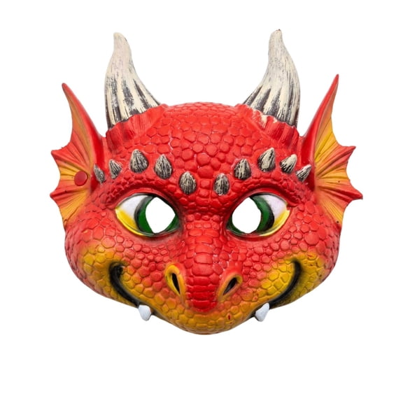 All Ages Dragon Mask Red Scaled Dragon Mask with Horns for Halloween Accessory Themed Party Dress Up for Young and Young