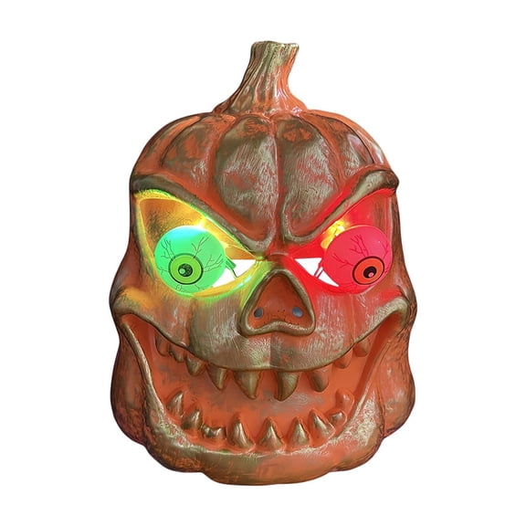 All-Ages Halloween Prop, Halloween, Scary Halloween Mask, Led Halloween Mask, Pumpkin Head Mask, Vintage Gold Finish Creepy Pumpkin Face Piece, Battery Powered Led Lights with