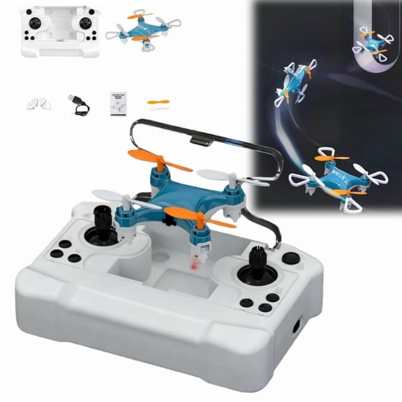 All-Ages Mini Drone with Easy Stunt Flights & 360° Tricks - Perfect Beginner-Friendly Flyer,Little Remote 4-Axis Anti-Drop Aerobatic with LED,One-Touch Takeoff Christmas Gift(Blue)