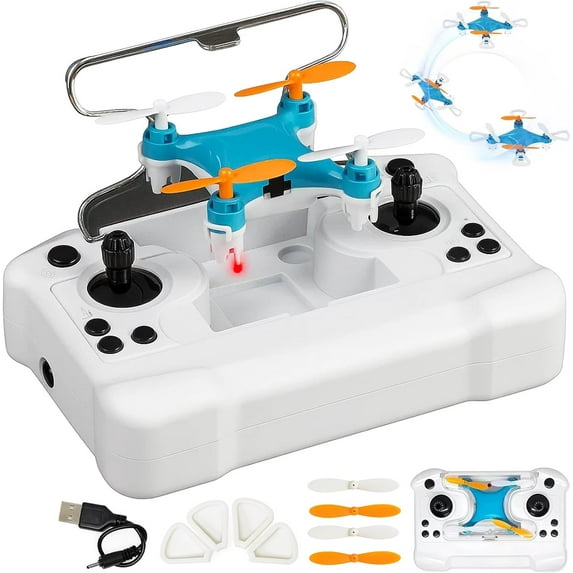 All-Ages Mini Drone with Easy Stunt Flights & 360° Tricks - Perfect Beginner-Friendly Flyer, Mini Drone for Kids with LED & Altitude Hold & Propeller Protection, 360°flips, For Indoor Outdoor (Blue)